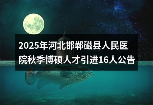 2025年河北邯郸磁县人民医院秋季博硕人才引进16人公告 图片