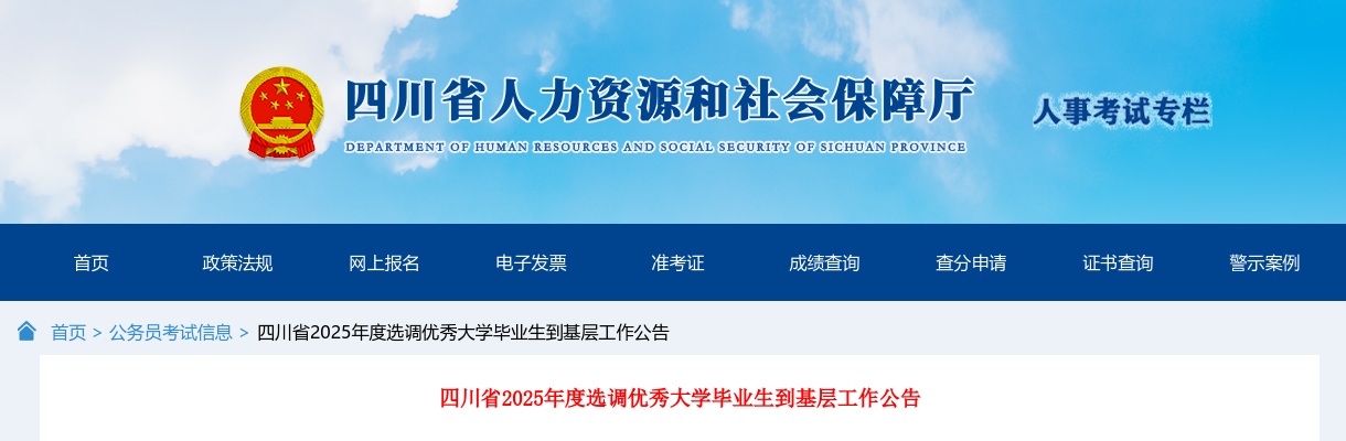 2025年四川省选调优秀大学毕业生1024人到基层工作公告 图片